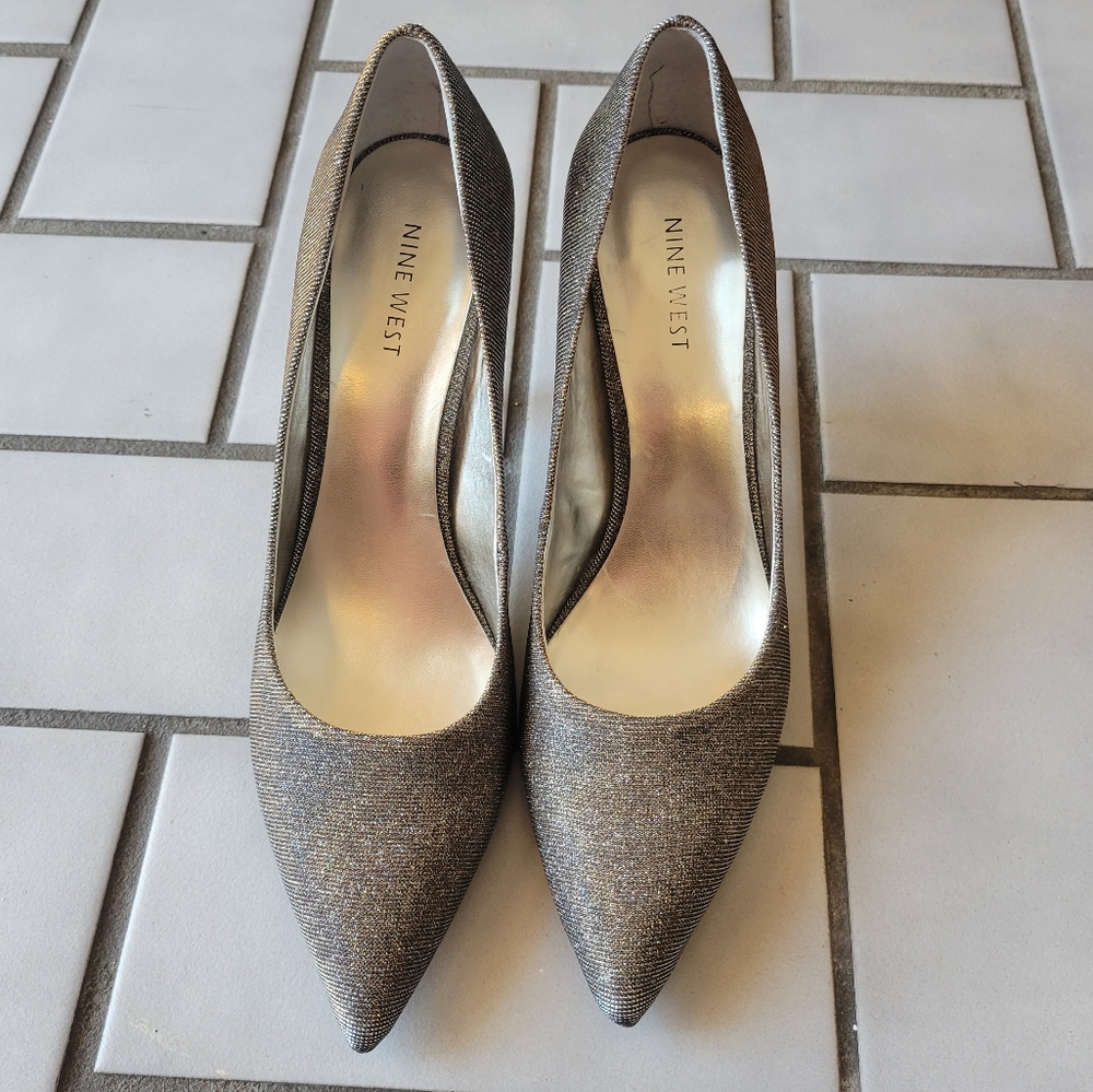 Nine West Sparkly Silver Heels